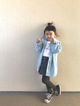 「la poche biscuit（ラポシェビスキュイ）のアイテム（トップス）」を使った、kapoさん（キッズ・110cm）の冬コーディネート