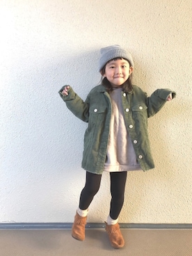 「ZARA KIDSのアイテム（その他アウター）」を使った、kapoさん（キッズ・110cm）の冬コーディネート