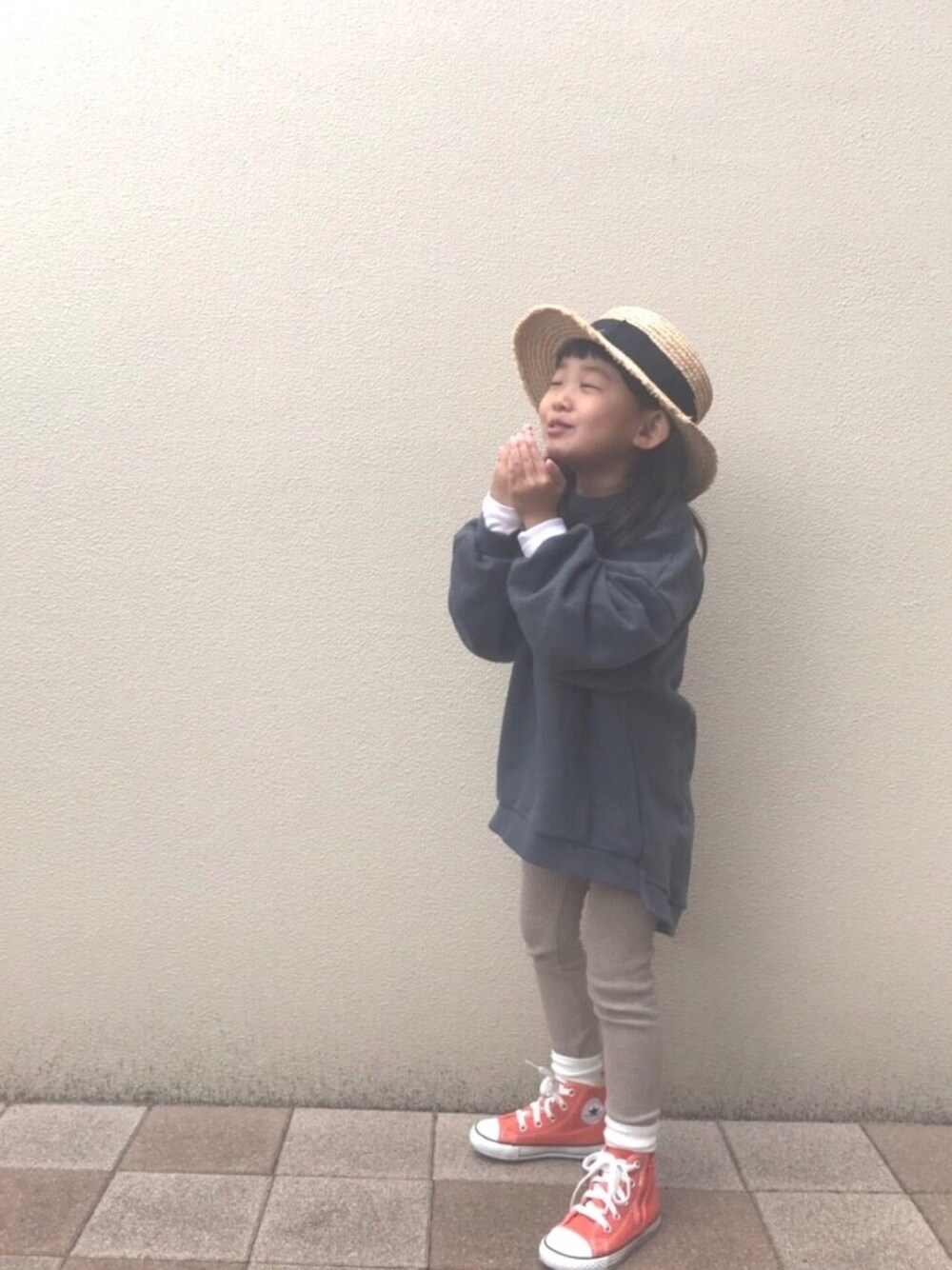 「平成最後のWEARISTAセンバツ、キッズコーデ、キッズファッション、おしゃれさんと繋がりたい、カジュアル、女の子、麦わら帽子、コンバース、monmimi、ZARA」｜「ZARA KIDSのアイテム（ハット、ベージュ系）」を使った、kapoさん（キッズ・110cm）の春コーディネートの1枚目の写真