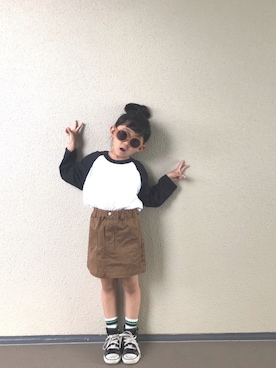 「American Apparel（アメリカンアパレル）のアイテム（トップス）」を使った、kapoさん（キッズ・110cm）の春コーディネート