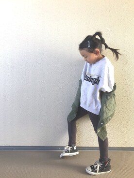 「やっぱりストリートが好き」｜「アイテム（その他アウター）」を使った、kapoさん（キッズ・110cm）の秋コーディネート