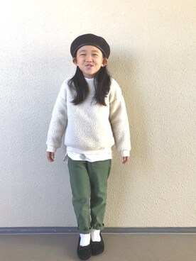 「ボア」｜「アイテム（ハンチング/ベレー帽）」を使った、kapoさん（キッズ・110cm）の冬コーディネート