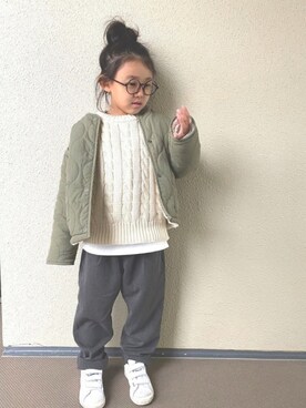 「ZARA KIDSのアイテム（その他アウター）」を使った、kapoさん（キッズ・110cm）の冬コーディネート