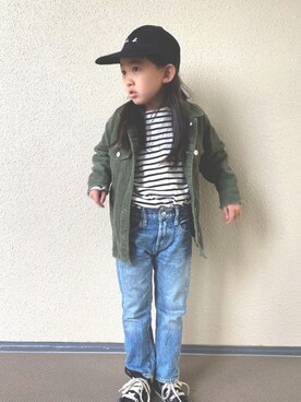 「ZARA KIDSのアイテム（その他アウター）」を使った、kapoさん（キッズ・110cm）の冬コーディネート