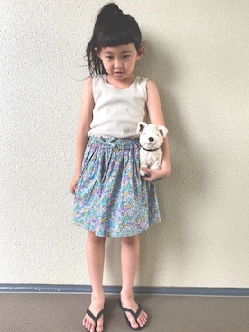 「アイテム（その他パンツ、ブルー系）」を使った、kapoさん（キッズ・110cm）の春コーディネート