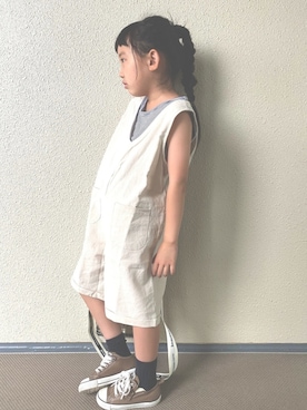 「ISOOK（アイスー）のアイテム（オールインワン・サロペット）」を使った、kapoさん（キッズ・110cm）の夏コーディネート