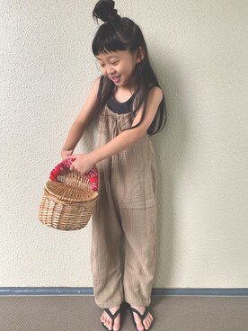 「リラックススタイル」｜「アイテム（オールインワン・サロペット）」を使った、kapoさん（キッズ・110cm）の夏コーディネート