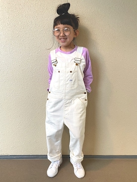 「ラグランTシャツ」｜「アイテム（オールインワン・サロペット）」を使った、kapoさん（キッズ・120cm）の春コーディネート