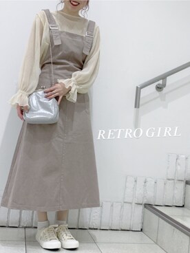 「RETRO GIRL（レトロガール）のアイテム（ジャンパースカート）」を使った、𝐶ℎ𝑖𝑛さん（レディース・160cm）の春コーディネート
