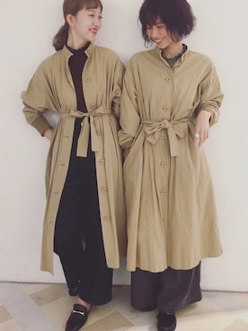 「mystic（ミスティック）のアイテム（ステンカラーコート）」を使った、よーしだ☺︎さん（レディース・166cm）の秋コーディネート