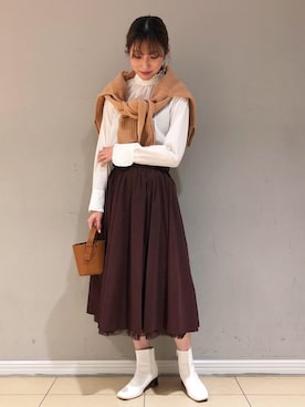 「Ezick（エジック）のアイテム」を使った、チーちゃんさん（レディース・170cm）の秋コーディネート