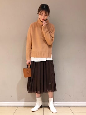 「Ezick（エジック）のアイテム」を使った、チーちゃんさん（レディース・170cm）の秋コーディネート