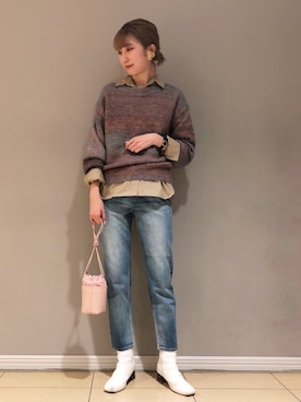 「Ezick（エジック）のアイテム」を使った、チーちゃんさん（レディース・170cm）の秋コーディネート