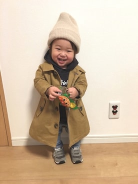 「アイテム（ステンカラーコート）」を使った、☆SOUMA☺︎さん（キッズ・70cm）の冬コーディネート