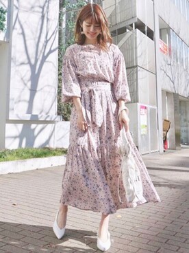 フラワードットヴィンテージワンピースを使った人気ファッションコーディネート Wear