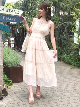 Mercuryduo マーキュリーデュオ の デザインシャーリングハイネックワンピース 無地 ワンピース Wear