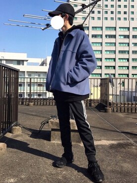 「ライトブルー」｜「アイテム（ブルゾン）」を使った、Nさん（メンズ・172cm）の冬コーディネート