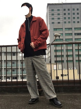 「グレンチェック」｜「アイテム（カバーオール）」を使った、Nさん（メンズ・172cm）の春コーディネート
