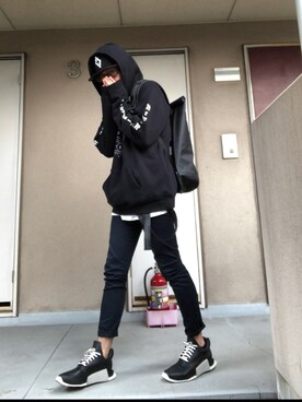 「11 by Boris Bidjan Saberi （ ボリスビジャンサベリ）のアイテム（バックパック/リュック、ブラック系）」を使った、shige   Dolla  ＄ignさん（メンズ・175cm）の冬コーディネート