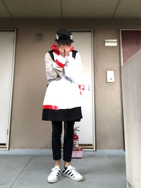 「off white（オフホワイト）のアイテム（キャップ、ブラック系）」を使った、shige   Dolla  ＄ignさん（メンズ・175cm）の冬コーディネート