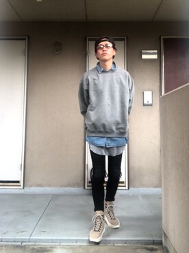 「Fear of God Los Angeles（フィアーオブゴッドロサンゼルス）のアイテム（スウェット、グレー系）」を使った、shige   Dolla  ＄ignさん（メンズ・175cm）の秋コーディネート
