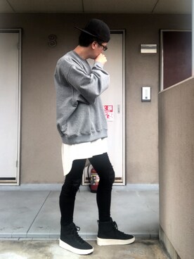 「Fear of God Los Angeles（フィアーオブゴッドロサンゼルス）のアイテム（スウェット、グレー系）」を使った、shige   Dolla  ＄ignさん（メンズ・175cm）の秋コーディネート