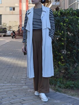 「MANGO（マンゴ）のアイテム（トレンチコート）」を使った、Wendyさん（レディース・162cm）の秋コーディネート
