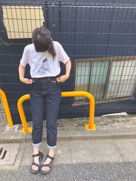 「ハイウエストストレートジーンズ」｜.. ゆ き ..さん（レディース・162cm）の夏コーディネート