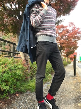 「茶色」｜「アイテム（ステンカラーコート）」を使った、たかしさん（メンズ・173cm）の秋コーディネート