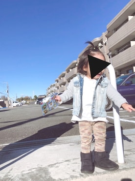 「YELLOWFACE（イエローフェイス）のアイテム」を使った、ぽぷこさん（キッズ・80cm）の冬コーディネート