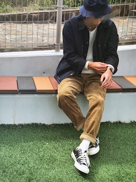 「アイテム（腕時計、ブルー系）」を使った、とっくりさん（メンズ・173cm）の秋コーディネート