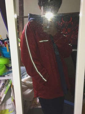 「NIKE（ナイキ）のアイテム（その他アウター、レッド系）」を使った、はしもとさん（メンズ・167cm）の冬コーディネート