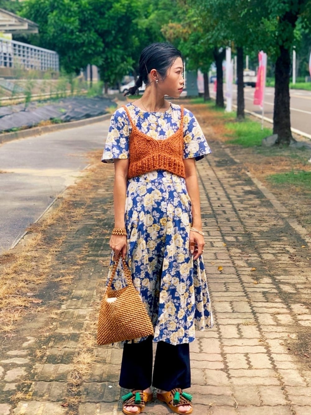 「VINTAGEのアイテム（ワンピース、その他）」を使った、yukaさん（レディース・153cm）の秋コーディネートの1枚目の写真