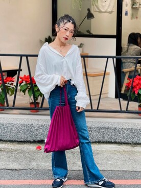 「ISSEY MIYAKE（イッセイミヤケ）のアイテム（トートバッグ、その他）」を使った、yukaさん（レディース・153cm）の春コーディネート