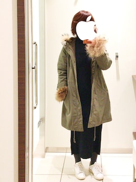 「アイテム（モッズコート、ブラウン系）」を使った、marota さん（レディース・156cm）の冬コーディネート