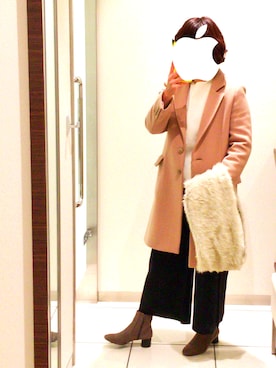「白ニット」｜「アイテム（つなぎ/オールインワン）」を使った、marota さん（レディース・156cm）の冬コーディネート