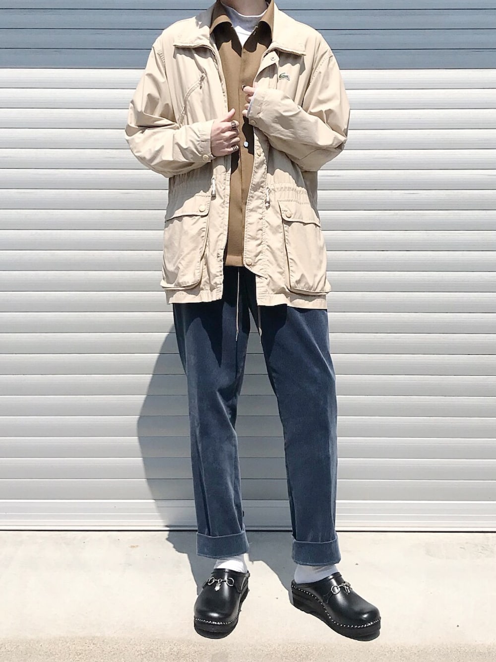 ラコステ ジャケット ナイロンジャケット ベージュ　インナーチェック LACOSTEのナイロンジャケット（ベージュ系）を使った人気