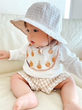 「しまむら（シマムラ）のアイテム（スタイ/よだれかけ）」を使った、mi𓆉さん（キッズ・70cm）の春コーディネート