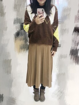 「stradivarius（ストラディバリウス）のアイテム（ニット/セーター）」を使った、berniceさん（レディース・163cm）の冬コーディネート