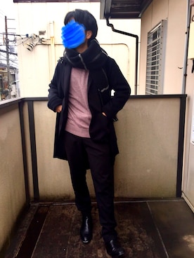 「ONE DAY KMC （ワンデイケーエムシー）のアイテム（シューズ）」を使った、momoyaさん（メンズ・173cm）の冬コーディネート