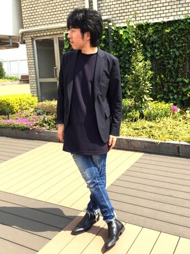 「ONE DAY KMC （ワンデイケーエムシー）のアイテム（シューズ）」を使った、momoyaさん（メンズ・173cm）の春コーディネート