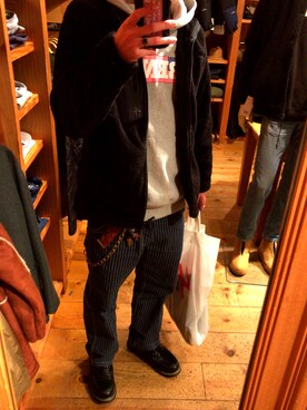 「ショット」｜「アイテム（ブーツ）」を使った、KOMATAKUさん（メンズ・173cm）の秋コーディネート