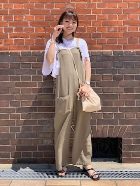 「ZARA（ザラ）のアイテム（オールインワン・サロペット）」を使った、moeさん（レディース・158cm）の夏コーディネート