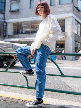 PUBLUX MENSさんの「converse コンバース ALL STAR OX オールスター OX 3216 BLACK(US)」を使ったコーディネート