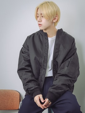 「PUBLUX（パブリュクス）のアイテム（MA-1）」を使った、PUBLUX MENSさん（メンズ・175cm）の冬コーディネート