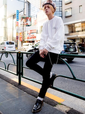 「PUBLUX（パブリュクス）のアイテム（スウェット）」を使った、PUBLUX MENSさん（メンズ・175cm）の冬コーディネート