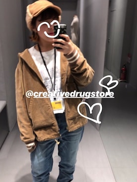 「BRONX（ブロンクス）のアイテム（帽子）」を使った、じゅんぴつさん（レディース・148cm）の春コーディネート