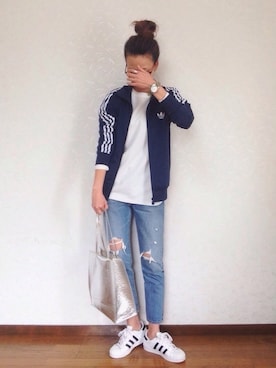 「アイテム（ジャージ）」を使った、みーさん（レディース・171cm）の春コーディネート