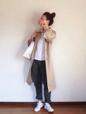 「FRAMeWORK（フレームワーク）のアイテム（ステンカラーコート）」を使った、みーさん（レディース・171cm）の春コーディネート