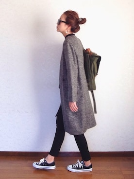 「CANAL JEAN（キャナルジーン）のアイテム（ピアス（両耳用））」を使った、みーさん（レディース・171cm）の秋コーディネート